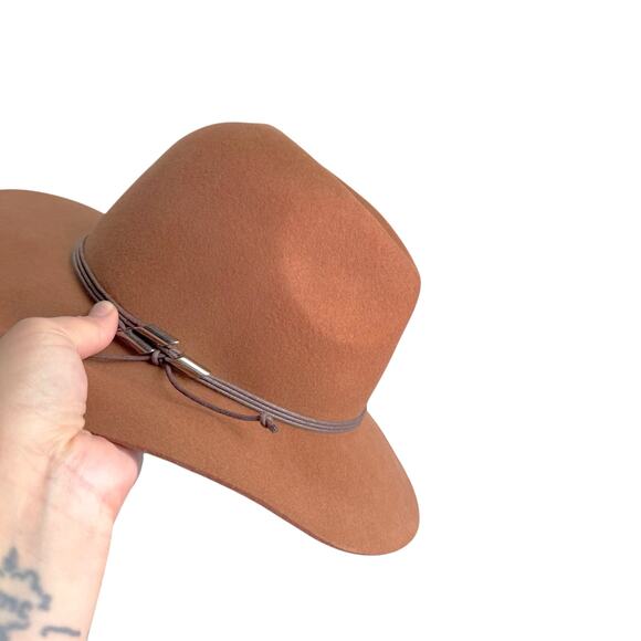 Nine West Brown Felt Woolen 100% Wool Western Style Hat Fedora Wide Brim OS - Picture 5 of 11